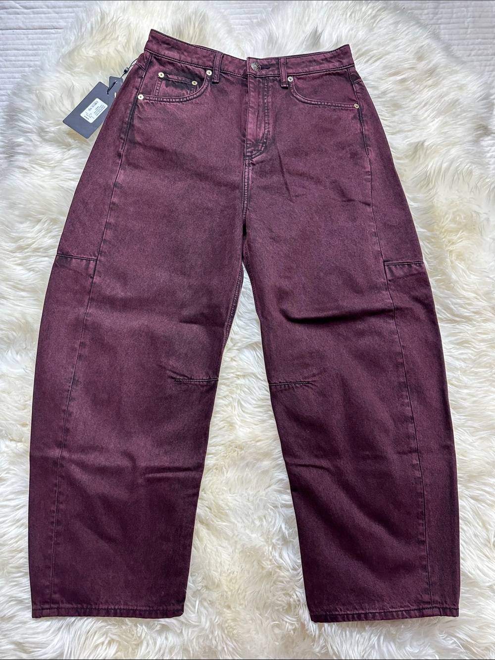 rag & bone BARREL CHARLIE HIGH-RISE BURNT BURGUNDY size 26